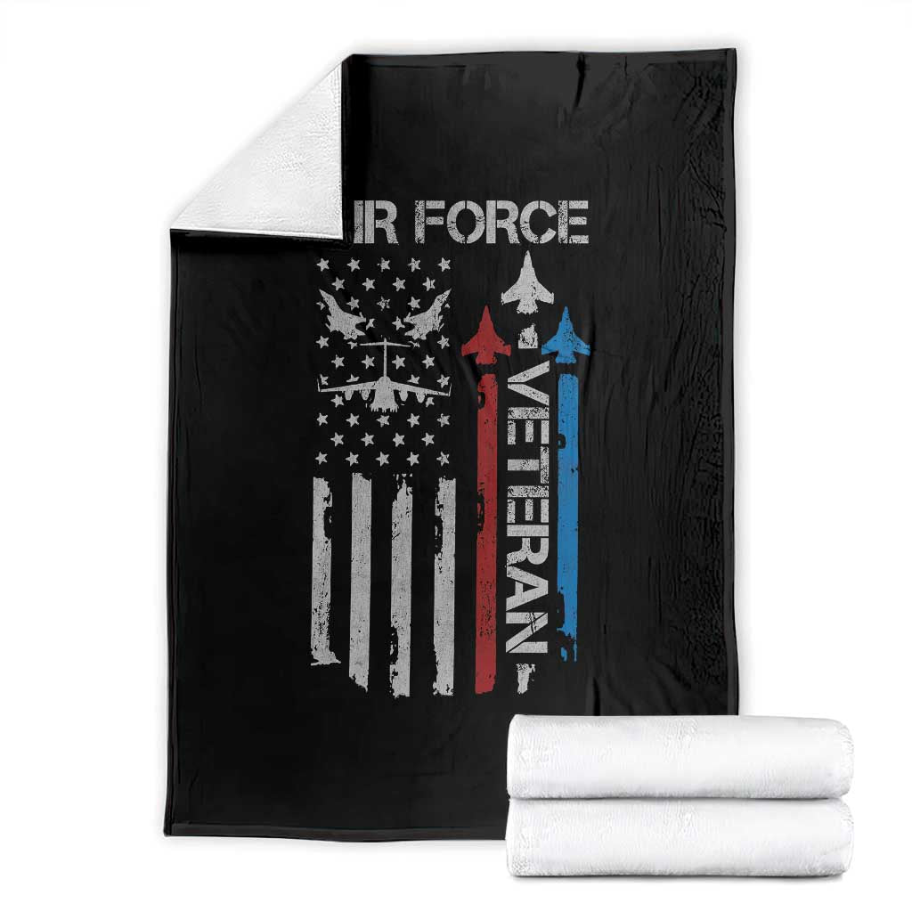 Air Force Veteran Throw Blanket Distressed American Flag Retired Dad Grandpa TS10 Black Print Your Wear