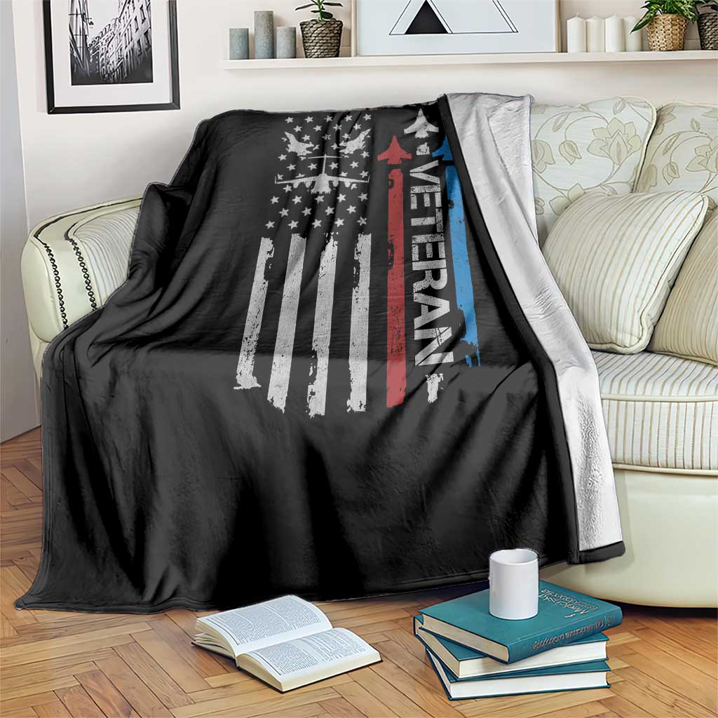 Air Force Veteran Throw Blanket Distressed American Flag Retired Dad Grandpa TS10 Print Your Wear