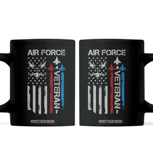 Air Force Veteran Coffee Mug Distressed American Flag Retired Dad Grandpa TS10 Black Print Your Wear