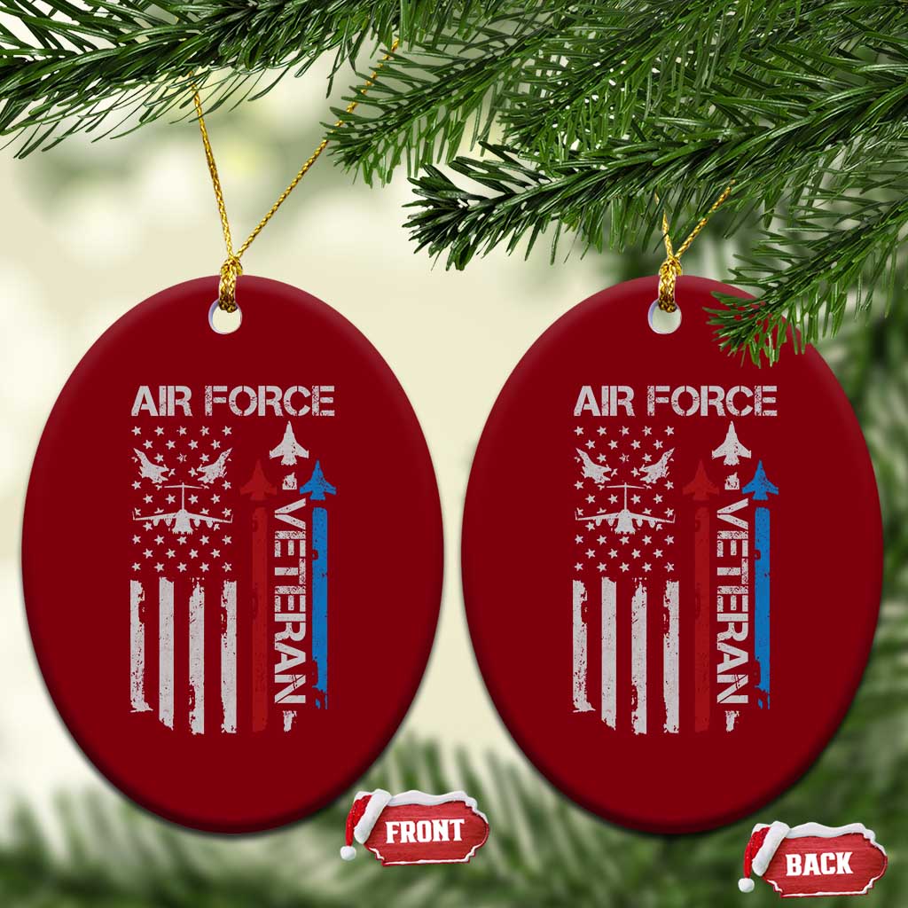 Air Force Veteran Ceramic Ornament Distressed American Flag Retired Dad Grandpa TS10 Print Your Wear