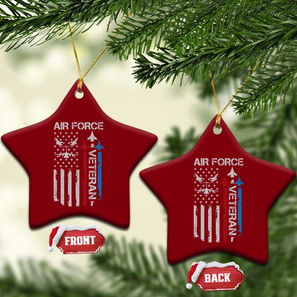 Air Force Veteran Ceramic Ornament Distressed American Flag Retired Dad Grandpa TS10 Print Your Wear