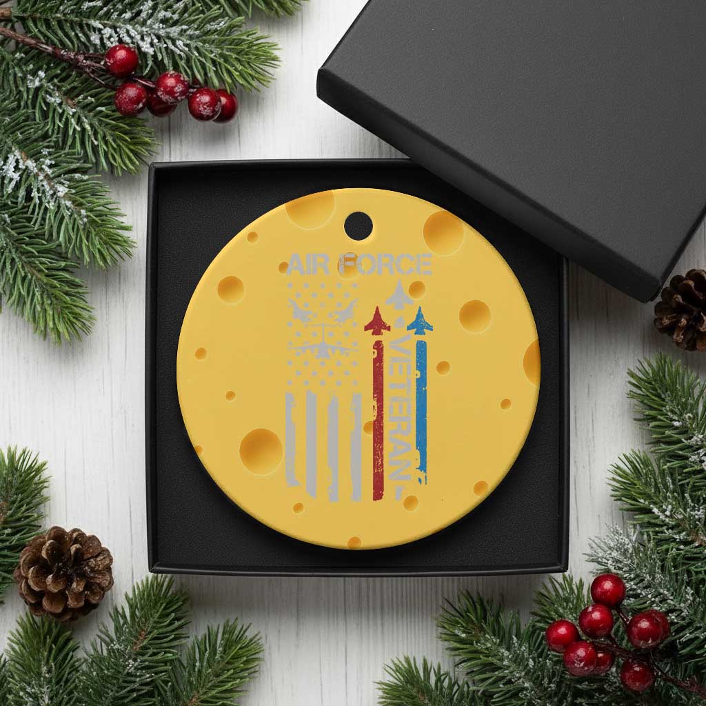 Air Force Veteran Ceramic Ornament Distressed American Flag Retired Dad Grandpa TS10 1pc Yellow Cheese Print Your Wear