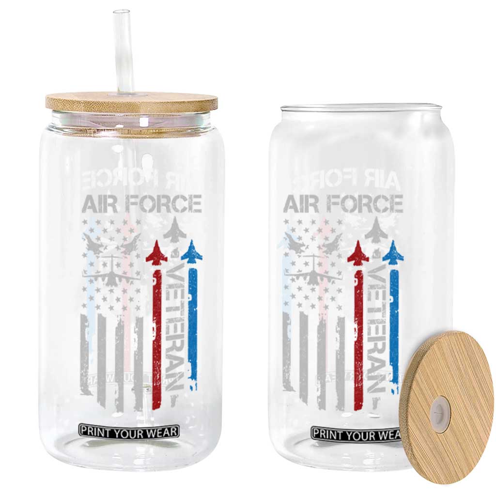 Air Force Veteran Glass Can Distressed American Flag Retired Dad Grandpa TS10 Print Your Wear