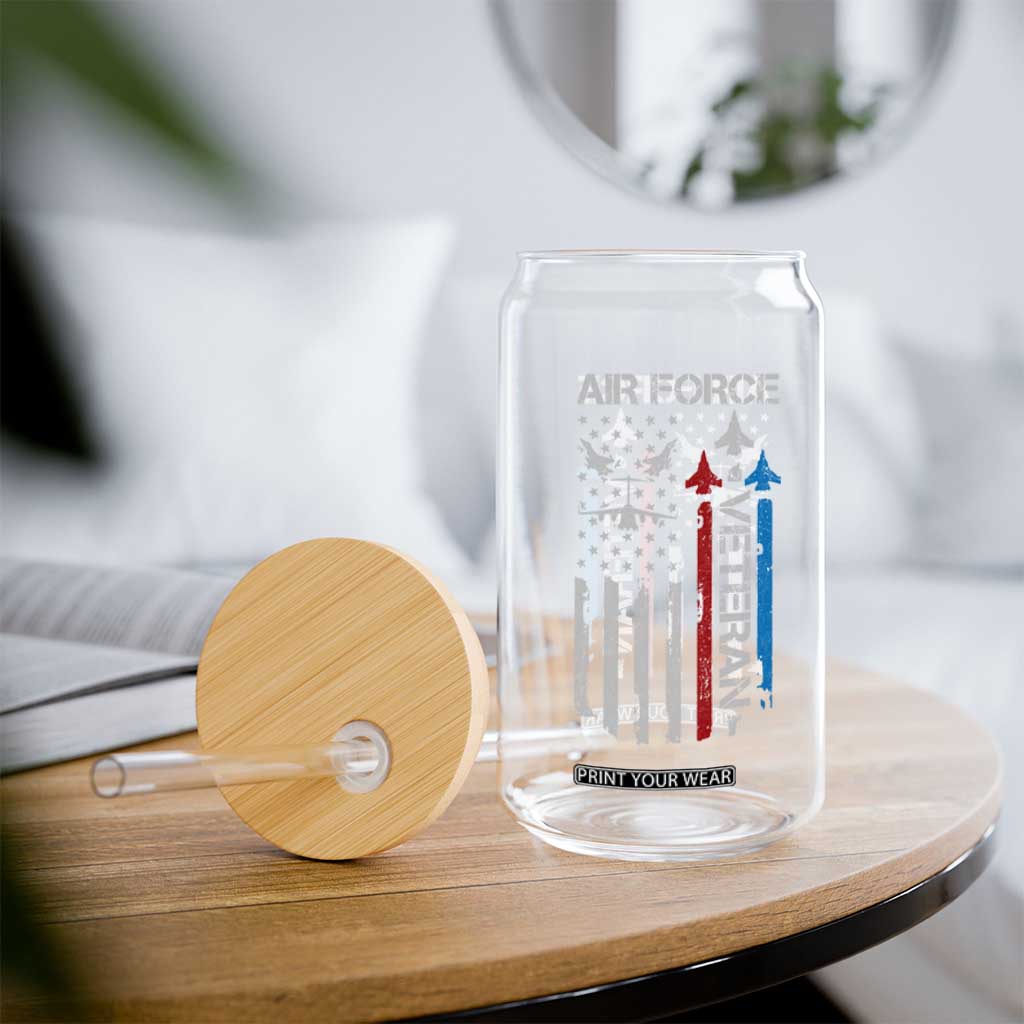 Air Force Veteran Glass Can Distressed American Flag Retired Dad Grandpa TS10 Print Your Wear
