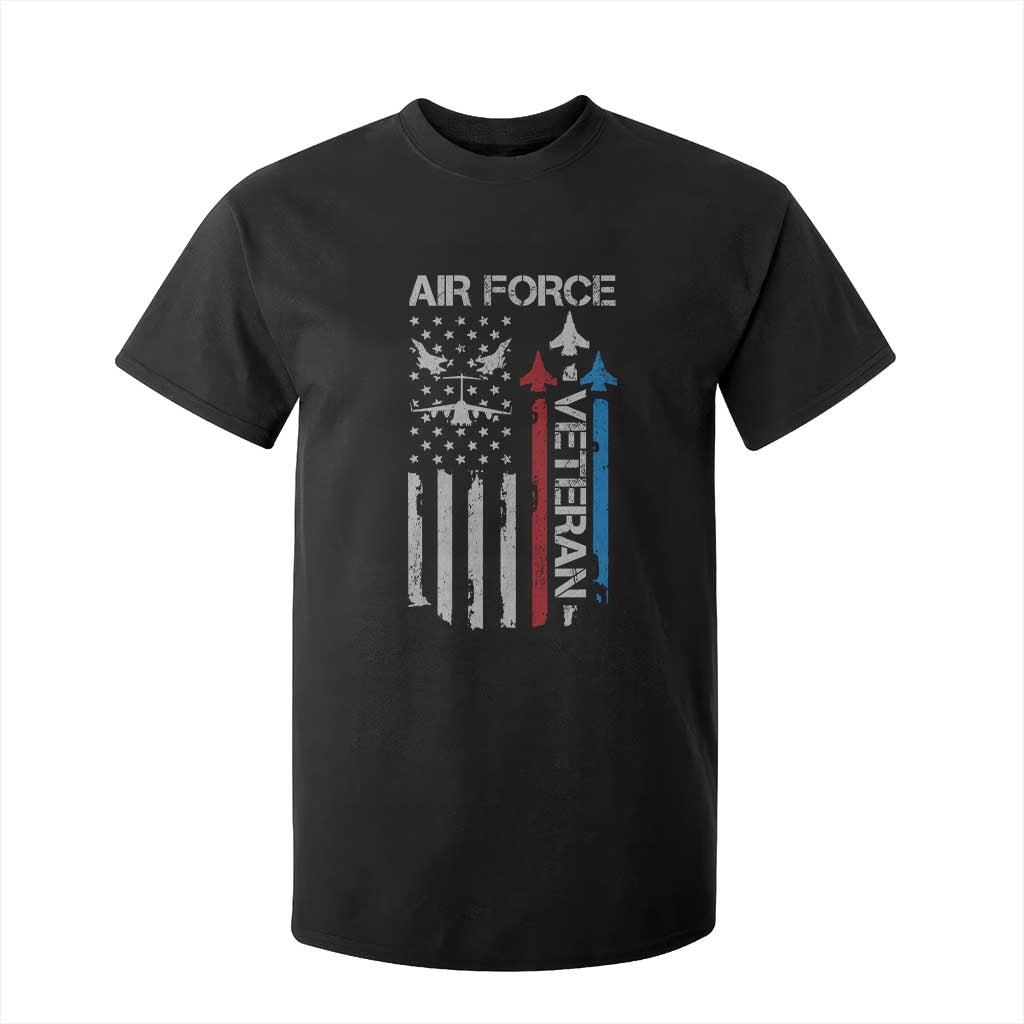 Air Force Veteran T Shirt For Kid Distressed American Flag Retired Dad Grandpa TS10 Black Print Your Wear