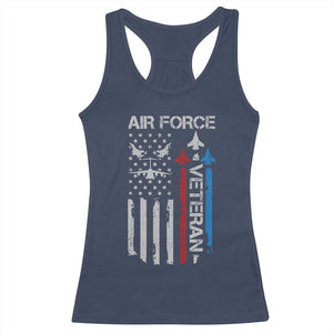 Air Force Veteran Racerback Tank Top Distressed American Flag Retired Dad Grandpa TS10 Navy Print Your Wear
