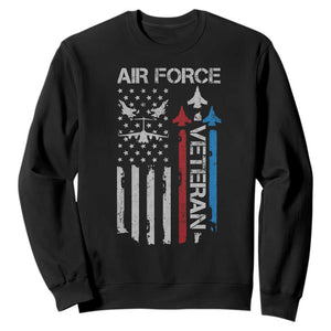 Air Force Veteran Sweatshirt Distressed American Flag Retired Dad Grandpa TS10 Black Print Your Wear