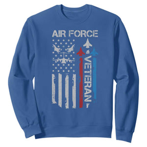 Air Force Veteran Sweatshirt Distressed American Flag Retired Dad Grandpa TS10 Royal Blue Print Your Wear