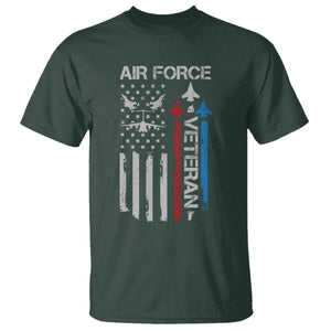 Air Force Veteran T Shirt Distressed American Flag Retired Dad Grandpa TS10 Dark Forest Green Print Your Wear
