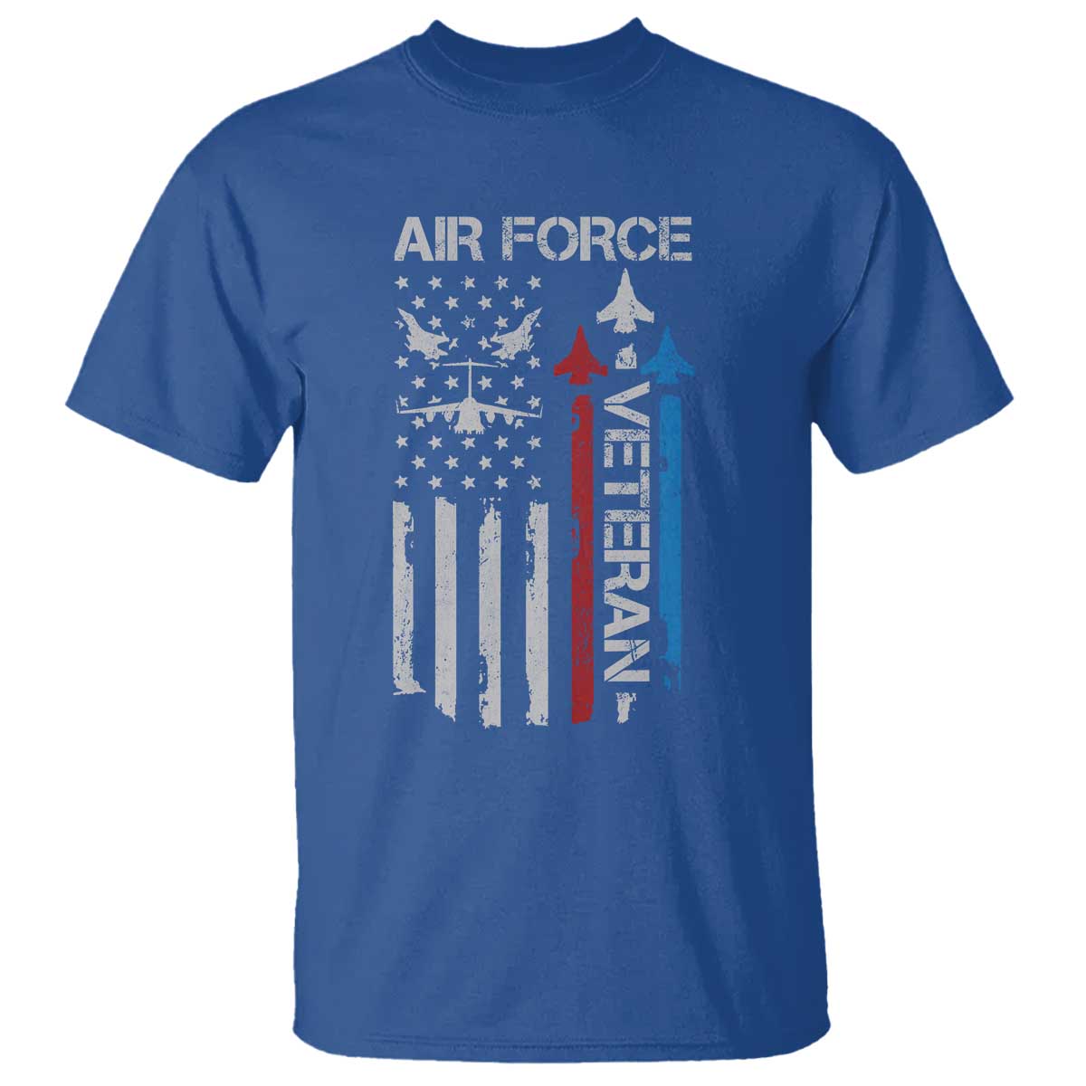 Air Force Veteran T Shirt Distressed American Flag Retired Dad Grandpa TS10 Royal Blue Print Your Wear