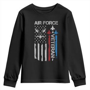 Air Force Veteran Youth Sweatshirt Distressed American Flag Retired Dad Grandpa TS10 Black Print Your Wear