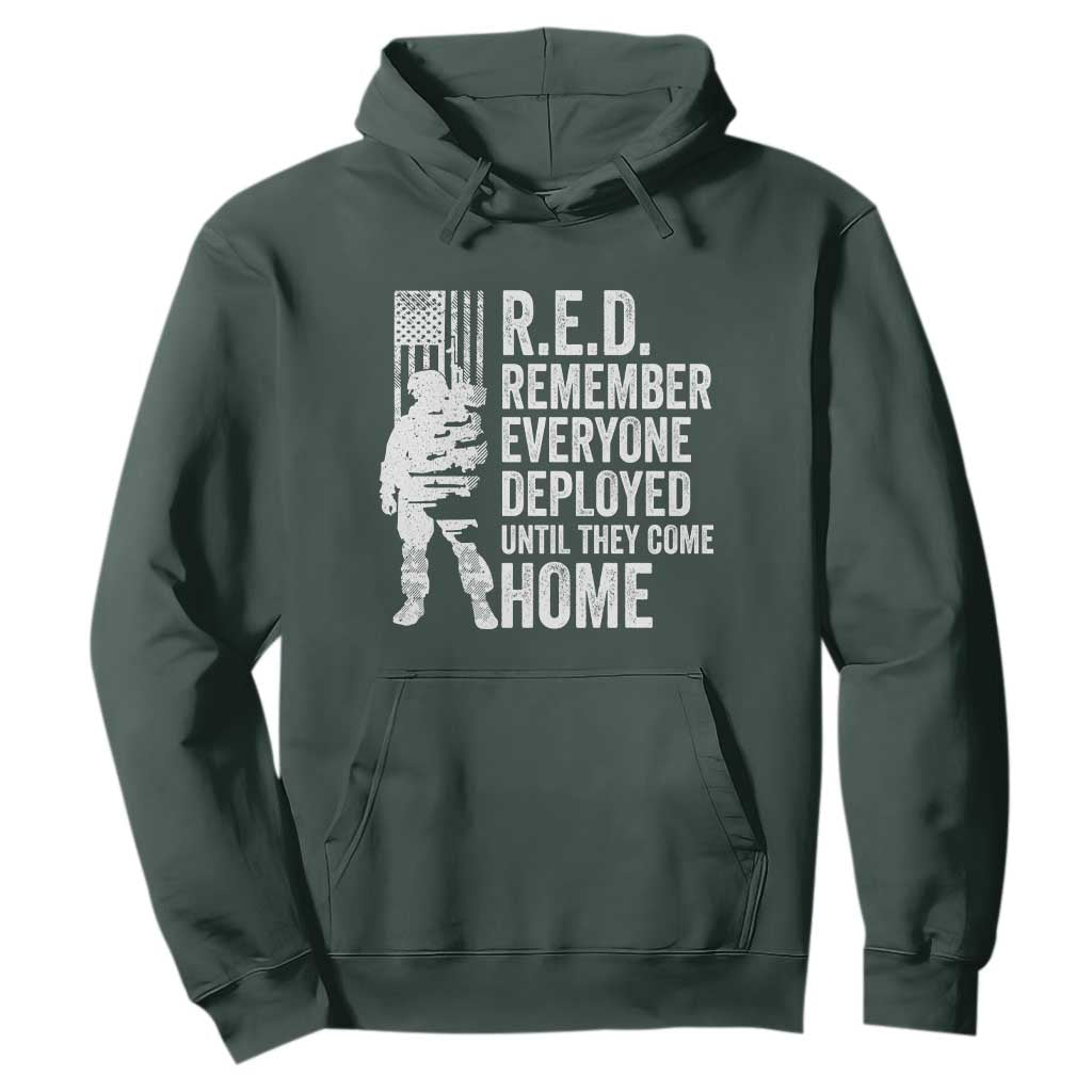 R.E.D Friday Hoodie Remember Everyone Deployed American Flag Military Supportive TS10 Dark Forest Green Print Your Wear