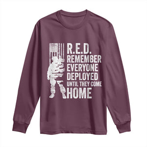 R.E.D Friday Long Sleeve Shirt Remember Everyone Deployed American Flag Military Supportive TS10 Maroon Print Your Wear