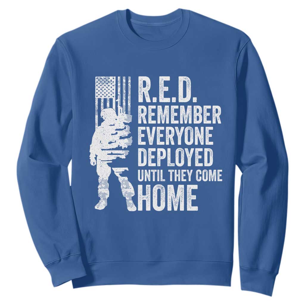 R.E.D Friday Sweatshirt Remember Everyone Deployed American Flag Military Supportive TS10 Royal Blue Print Your Wear