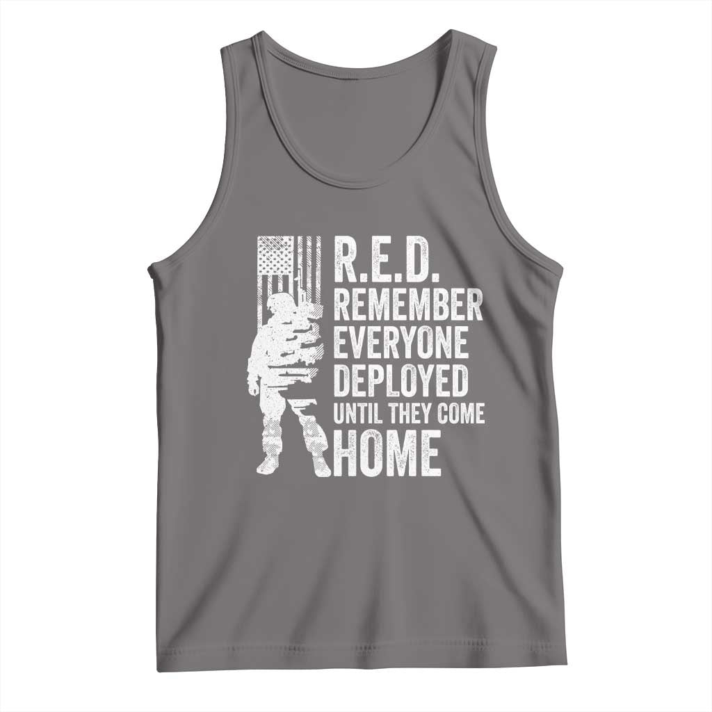 R.E.D Friday Tank Top Remember Everyone Deployed American Flag Military Supportive TS10 Deep Heather Print Your Wear