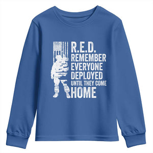 R.E.D Friday Youth Sweatshirt Remember Everyone Deployed American Flag Military Supportive TS10 Royal Blue Print Your Wear