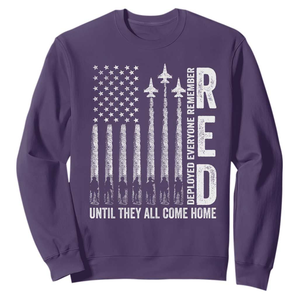 RED Friday Remember Everyone Deployed Sweatshirt Military American Flag TS10 Purple Print Your Wear