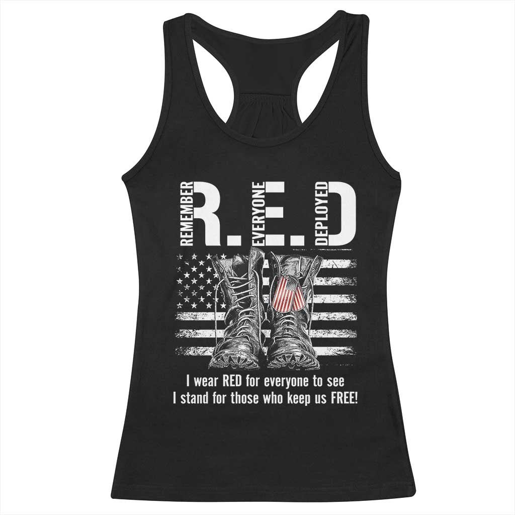 On Friday We Wear Red Military R.E.D Friday Racerback Tank Top American Flag TS10 Black Print Your Wear