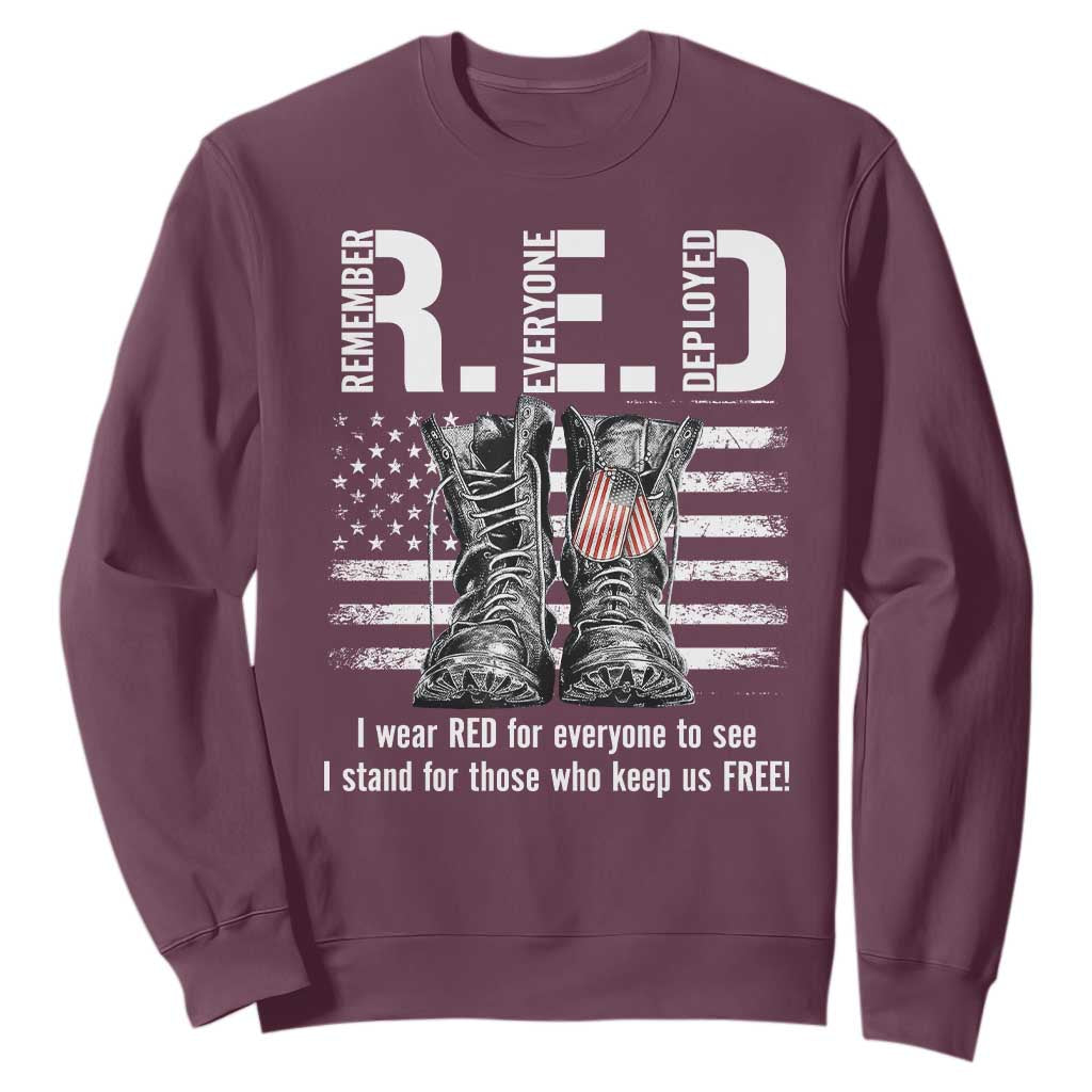 On Friday We Wear Red Military R.E.D Friday Sweatshirt American Flag TS10 Maroon Print Your Wear