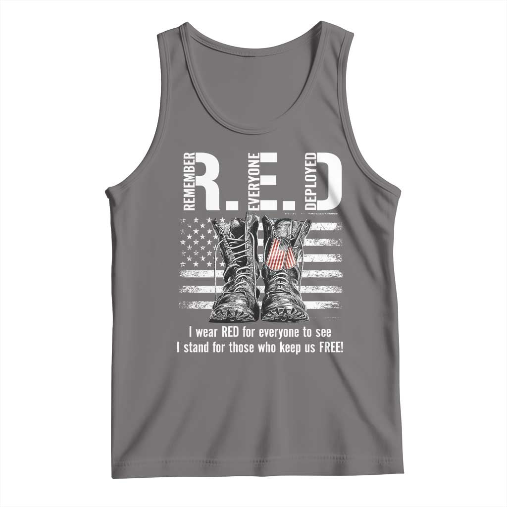 On Friday We Wear Red Military R.E.D Friday Tank Top American Flag TS10 Deep Heather Print Your Wear