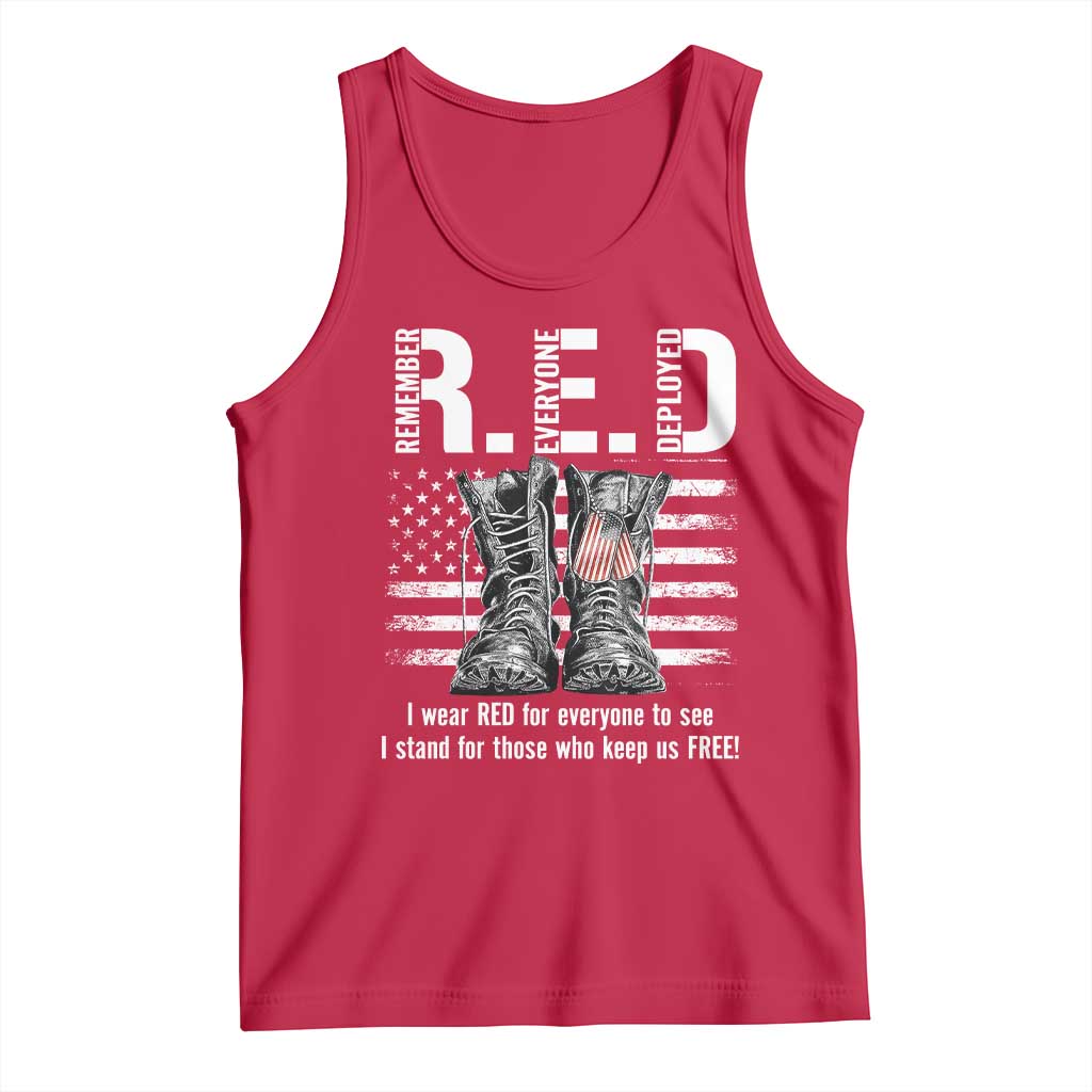 On Friday We Wear Red Military R.E.D Friday Tank Top American Flag TS10 Red Print Your Wear