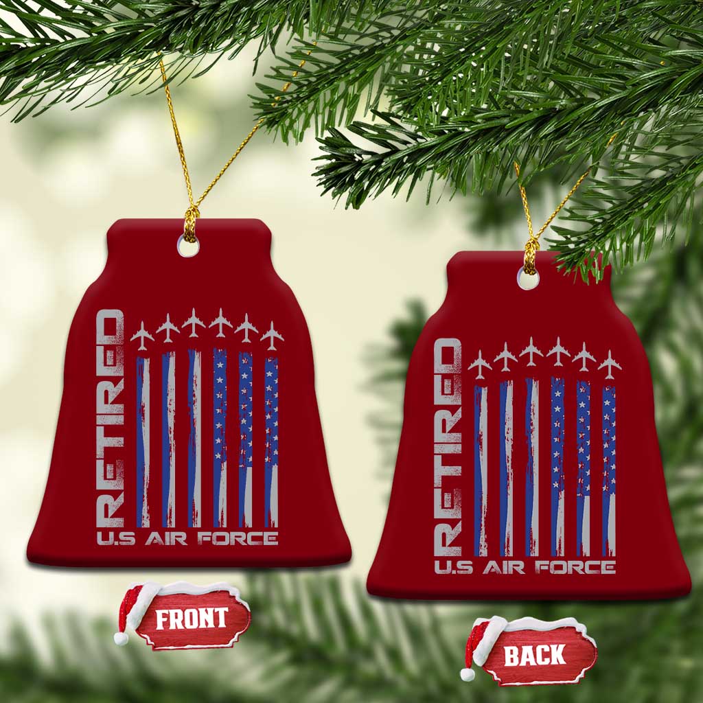 Retired US Air Force Ceramic Ornament Vintage USAF Veteran USA Flag TS10 Print Your Wear
