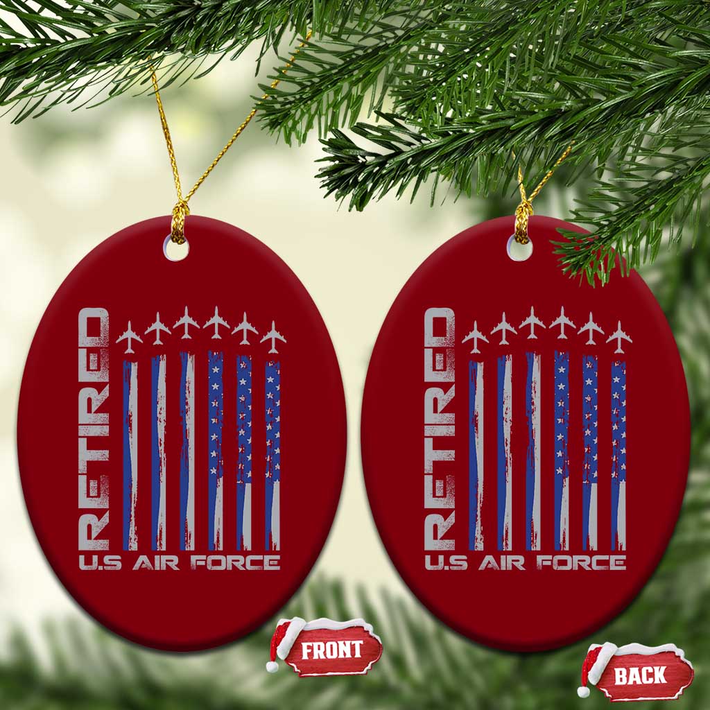 Retired US Air Force Ceramic Ornament Vintage USAF Veteran USA Flag TS10 Print Your Wear