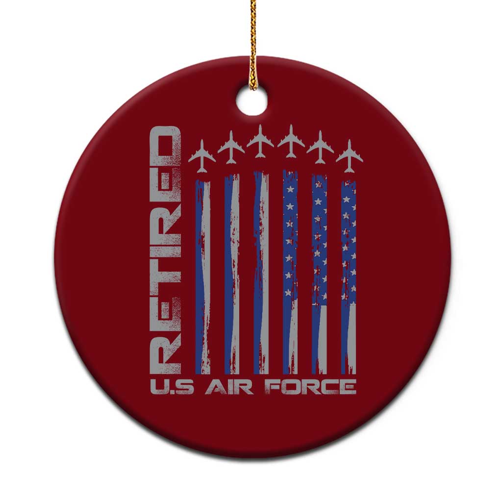 Retired US Air Force Ceramic Ornament Vintage USAF Veteran USA Flag TS10 1pc Red Print Your Wear