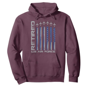Retired US Air Force Hoodie Vintage USAF Veteran USA Flag TS10 Maroon Print Your Wear