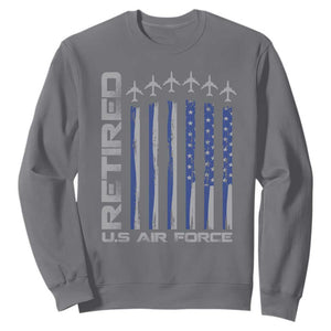 Retired US Air Force Sweatshirt Vintage USAF Veteran USA Flag TS10 Charcoal Print Your Wear