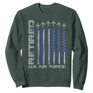 Retired US Air Force Sweatshirt Vintage USAF Veteran USA Flag TS10 Dark Forest Green Print Your Wear