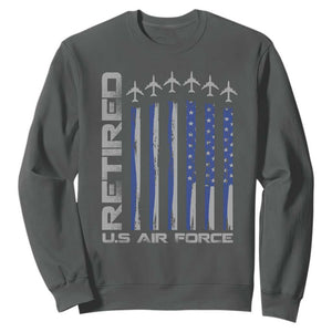 Retired US Air Force Sweatshirt Vintage USAF Veteran USA Flag TS10 Dark Heather Print Your Wear