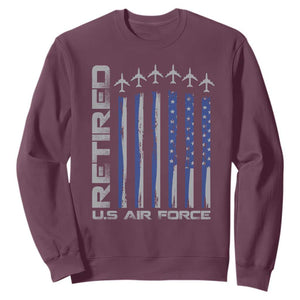 Retired US Air Force Sweatshirt Vintage USAF Veteran USA Flag TS10 Maroon Print Your Wear