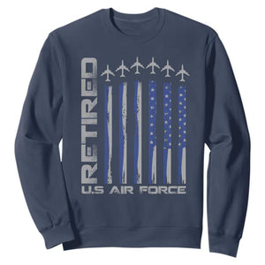 Retired US Air Force Sweatshirt Vintage USAF Veteran USA Flag TS10 Navy Print Your Wear