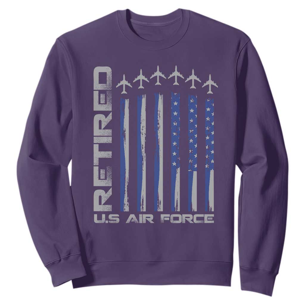 Retired US Air Force Sweatshirt Vintage USAF Veteran USA Flag TS10 Purple Print Your Wear