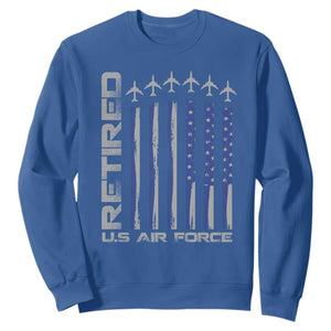 Retired US Air Force Sweatshirt Vintage USAF Veteran USA Flag TS10 Royal Blue Print Your Wear