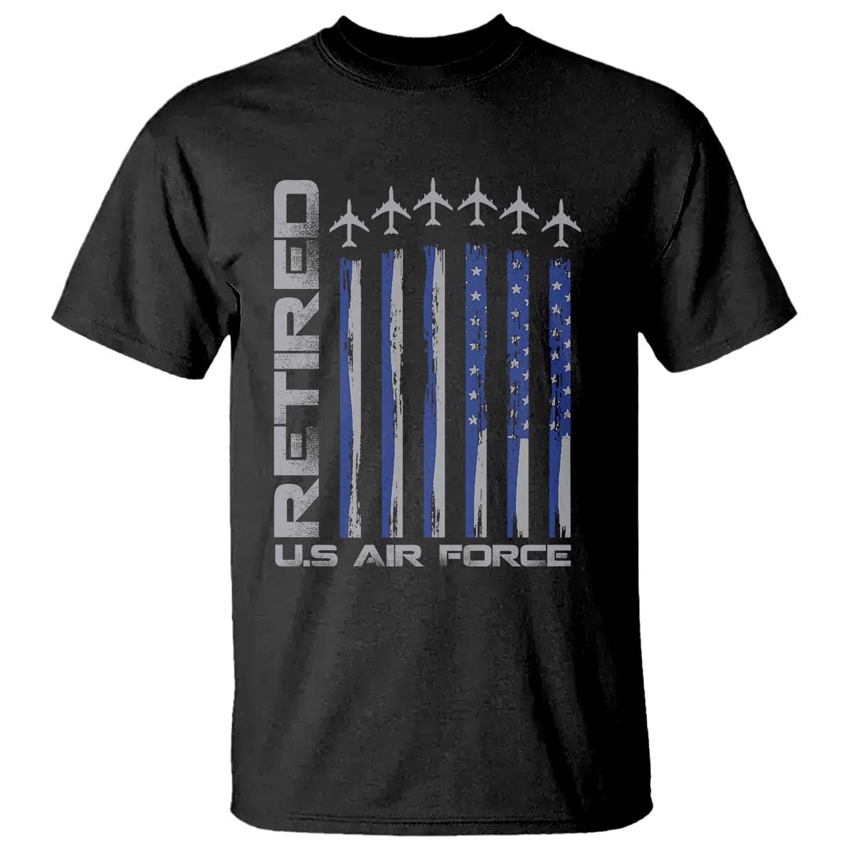 Retired US Air Force T Shirt Vintage USAF Veteran USA Flag TS10 Black Print Your Wear