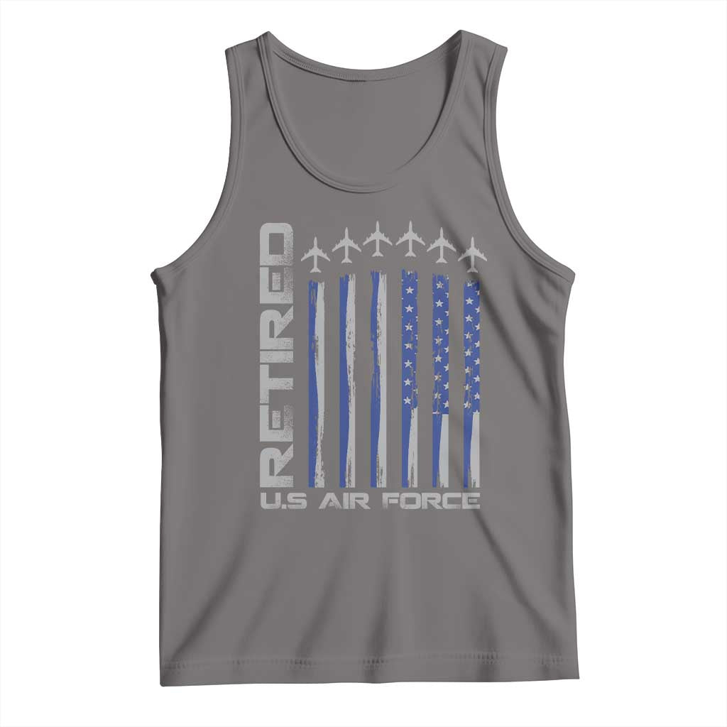 Retired US Air Force Tank Top Vintage USAF Veteran USA Flag TS10 Deep Heather Print Your Wear
