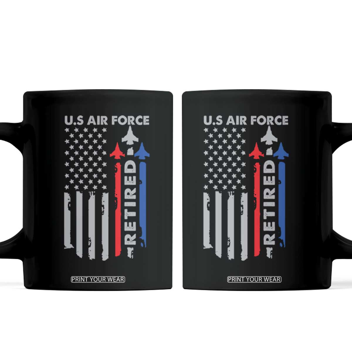Veteran US Air Force Coffee Mug Vintage USA Flag Veterans TS10 Black Print Your Wear