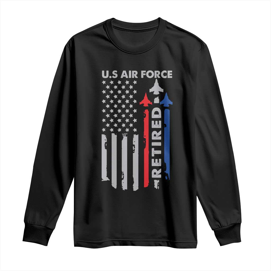 Veteran US Air Force Long Sleeve Shirt Vintage USA Flag Veterans TS10 Black Print Your Wear