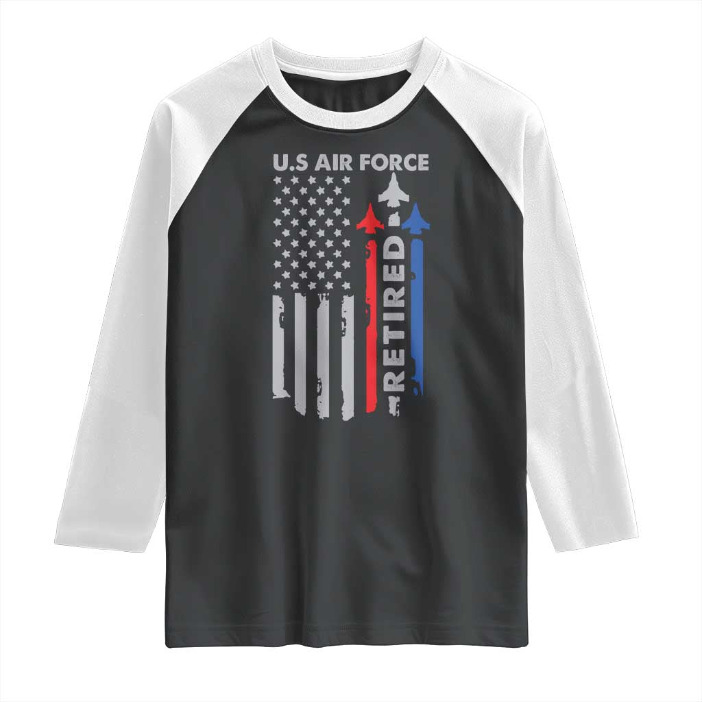 Veteran US Air Force Raglan Shirt Vintage USA Flag Veterans TS10 Black White Print Your Wear