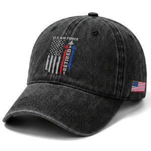 Veteran US Air Force Washed Cotton Baseball Cap Vintage USA Flag Veterans TS10 Print Your Wear