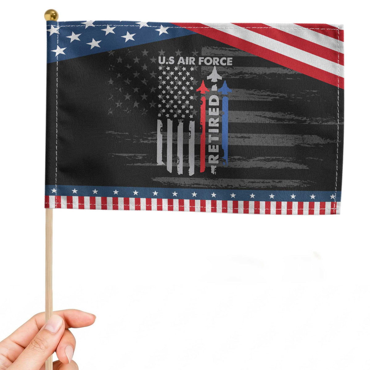 Veteran US Air Force Patriotic Handheld Flag Vintage USA Flag Veterans TS10 Distressed 8.2