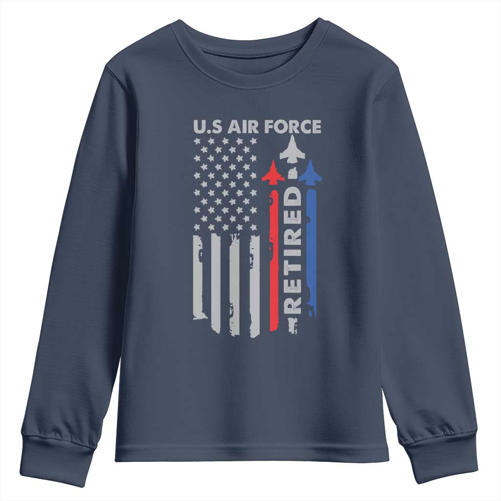 Veteran US Air Force Youth Sweatshirt Vintage USA Flag Veterans TS10 Navy Print Your Wear