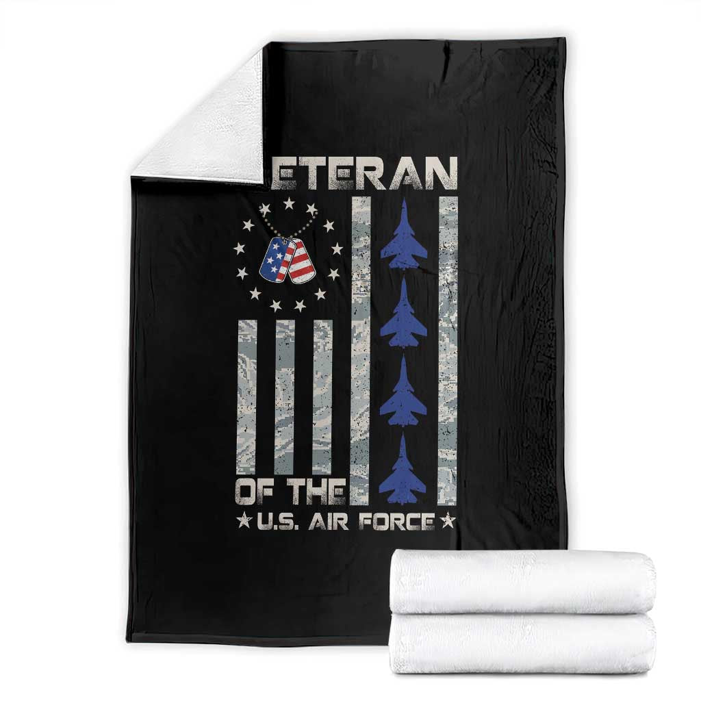 Veteran Of The US Air Force Throw Blanket Vintage Camo USA Flag Veterans TS10 Black Print Your Wear