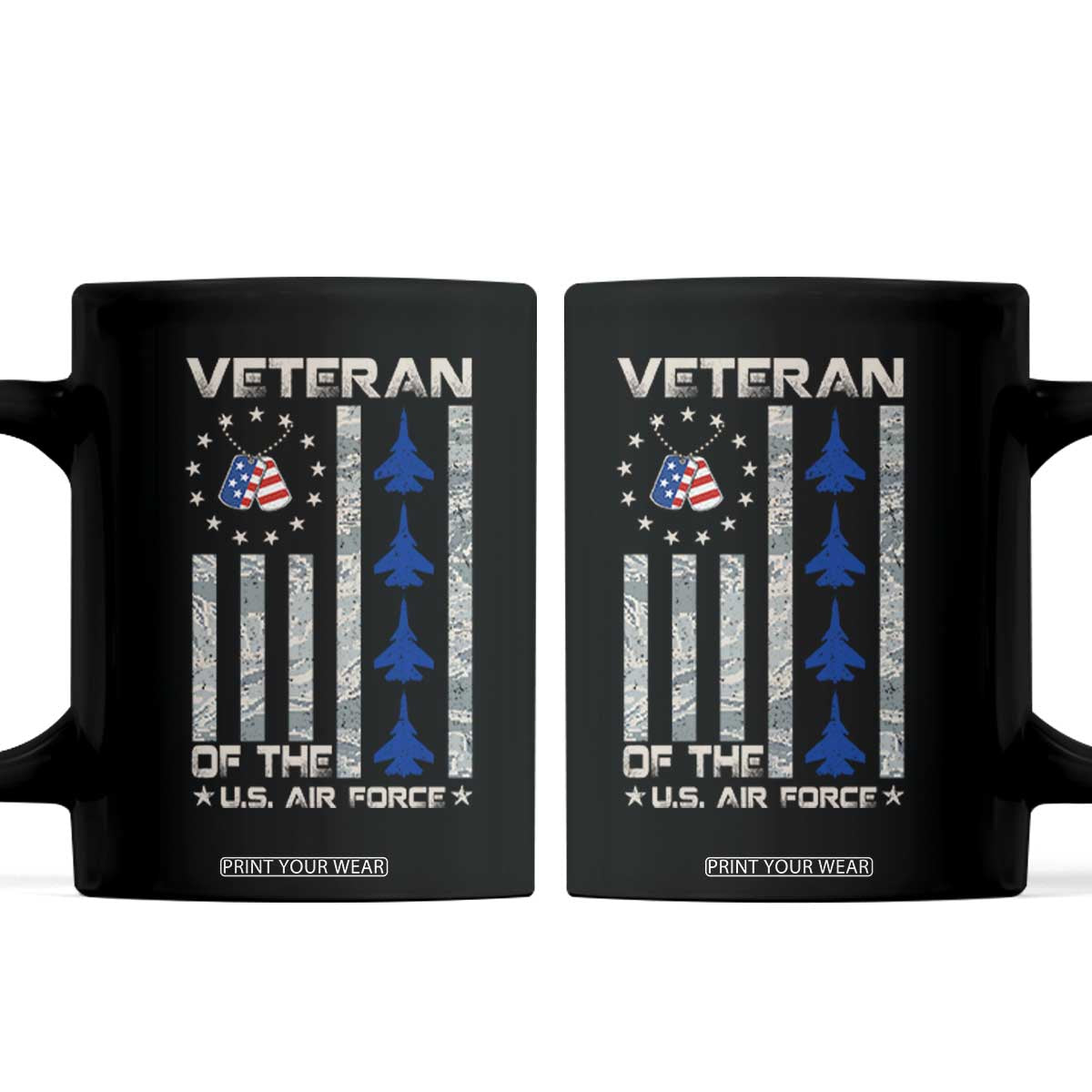 Veteran Of The US Air Force Coffee Mug Vintage Camo USA Flag Veterans TS10 Black Print Your Wear