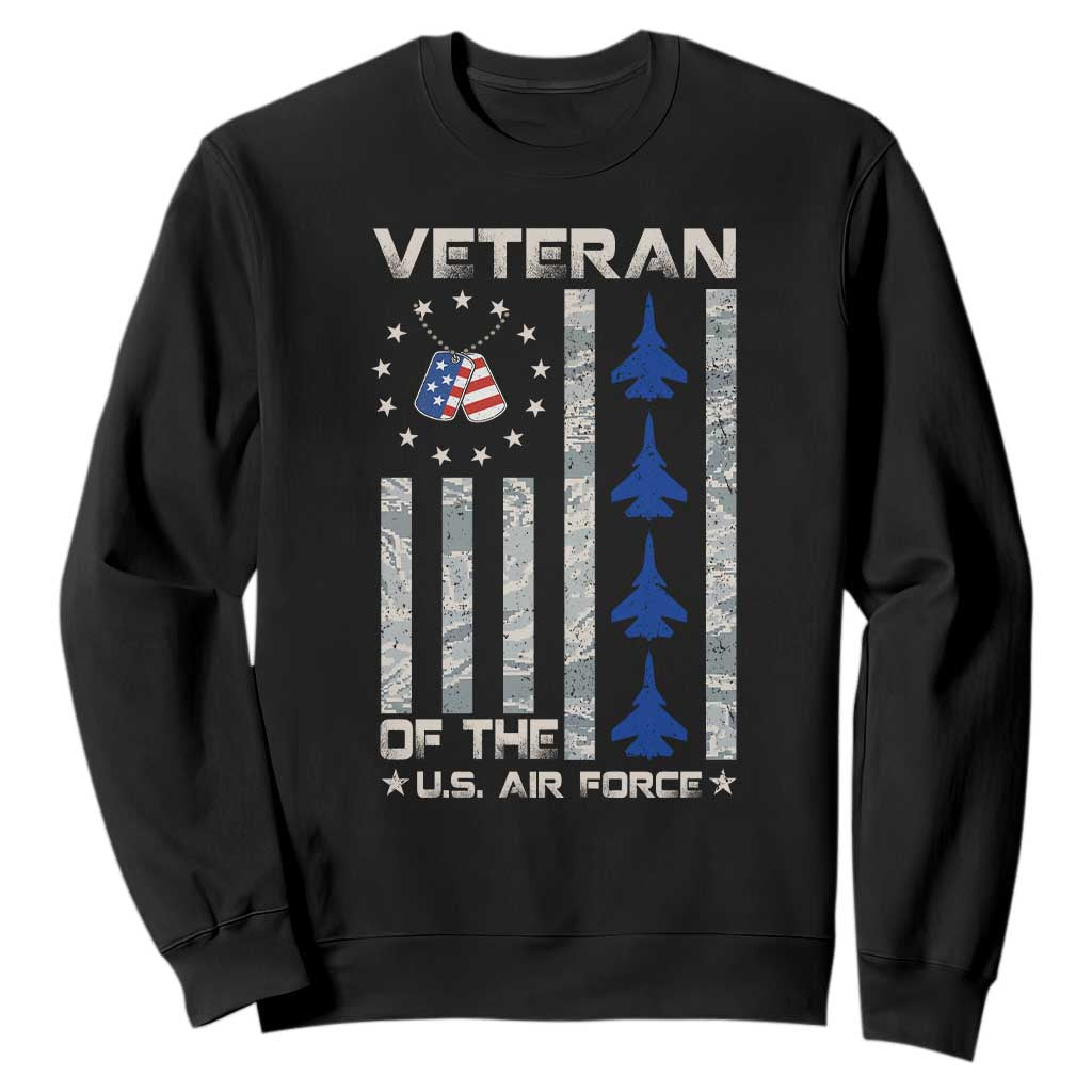 Veteran Of The US Air Force Sweatshirt Vintage Camo USA Flag Veterans TS10 Black Print Your Wear
