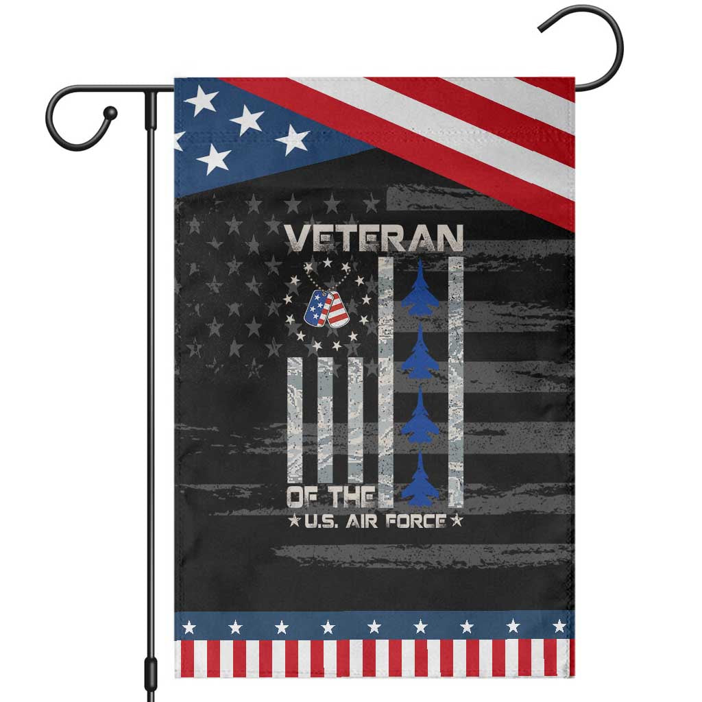 Veteran Of The US Air Force Garden Flag Vintage Camo USA Flag Veterans TS10 Distressed Black Blue Print Your Wear