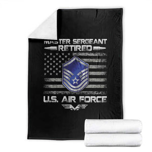 Retired Master Sergeant Of The Air Force Veteran Throw Blanket Vintage USA Flag Veterans TS10 Black Print Your Wear