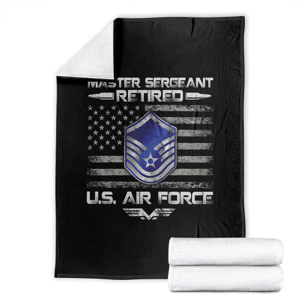 Retired Master Sergeant Of The Air Force Veteran Throw Blanket Vintage USA Flag Veterans TS10 Black Print Your Wear